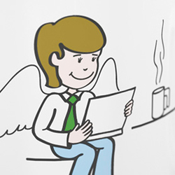 Иллюстрация «Бизнес-Ангелы» на сувенирную кружку для компании «Мегафон-Поволжье»
